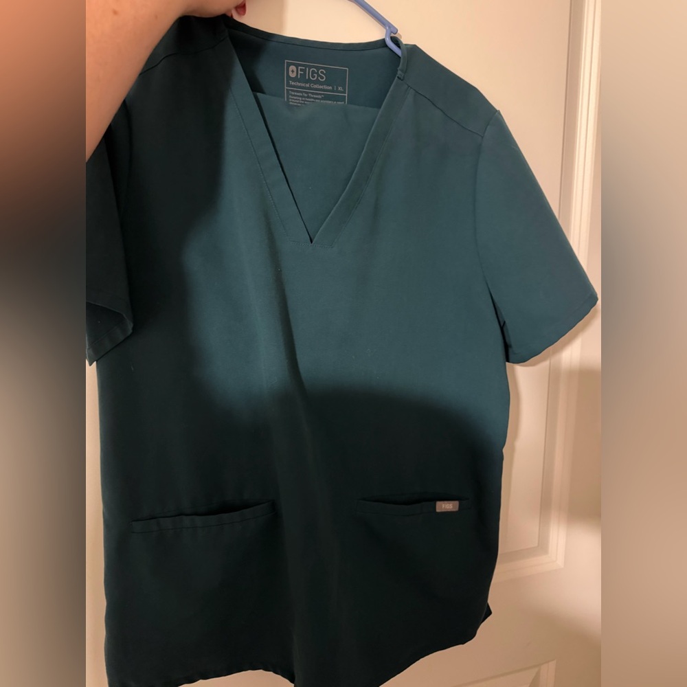 Figs Teal V-Neck Medical Scrub Top